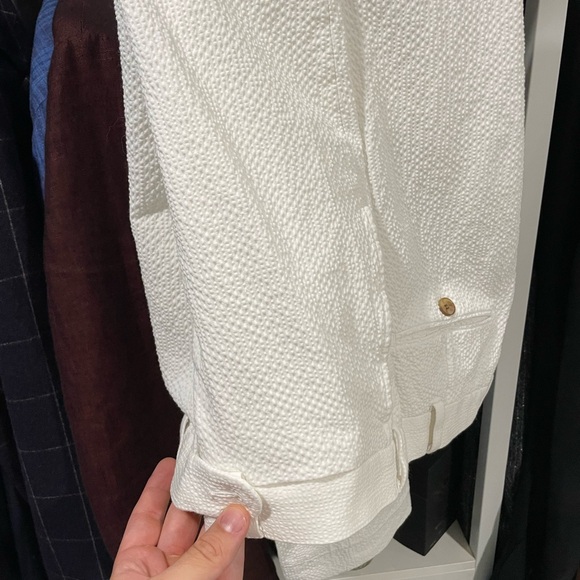 SUITSUPPLY White Double Breasted Seersucker Stretch Cotton Suit 40R Retail $799 - Picture 12 of 13